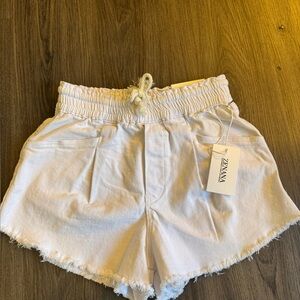 Zenana Outfitters White High Waist Shorts